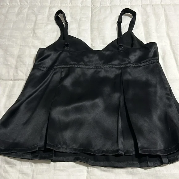 Black silk cute little blouse bow in front zip side and adjustable straps - Picture 3 of 3
